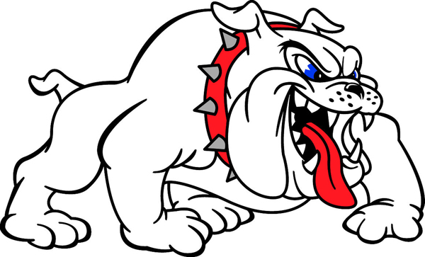 Bulldog team mascot full color vinyl sports decal. Customize on line. Bull Dog 2